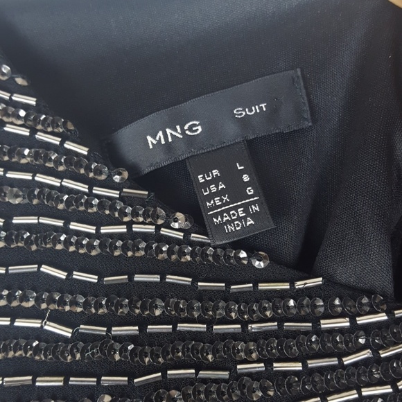 MNG (Mango) Beaded Black SZ L Midi Dress - Picture 3 of 5